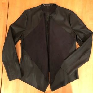 Zara basic faux leather drape jacket